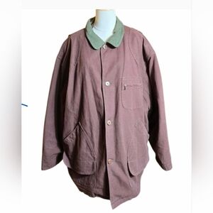 L.L. Bean Brown Chore Barn Jacket with Green Corduroy Collar